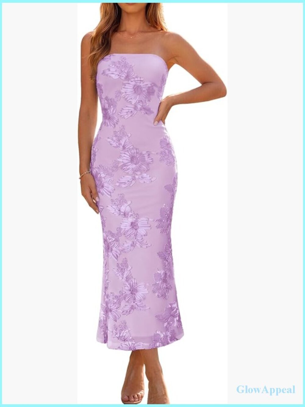 Strapless Floral Mesh Maxi Dress Bodycon Tube Formal